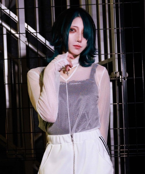 axes femme POETIQUE(アクシーズファムポエティック)の「チョーカーデザインシアープルオーバー(Tシャツ/カットソー・レディース・ホワイト/ブラック/グレー・MEDIUM)」の16枚目の写真