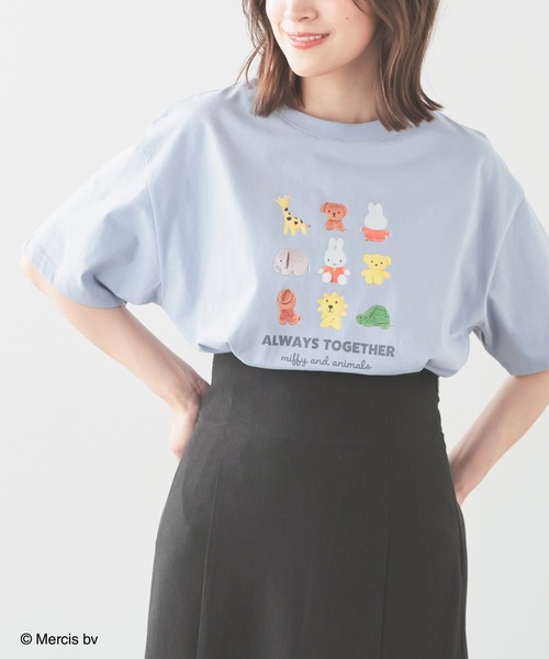 Honeys（ハニーズ）の「【ＵＶカット】ミッフィー／ゆるＴシャツ（Tシャツ/カットソー・レディース・オートミール/サックスブルー・L/SS/S/M/LL）」の6枚目の写真