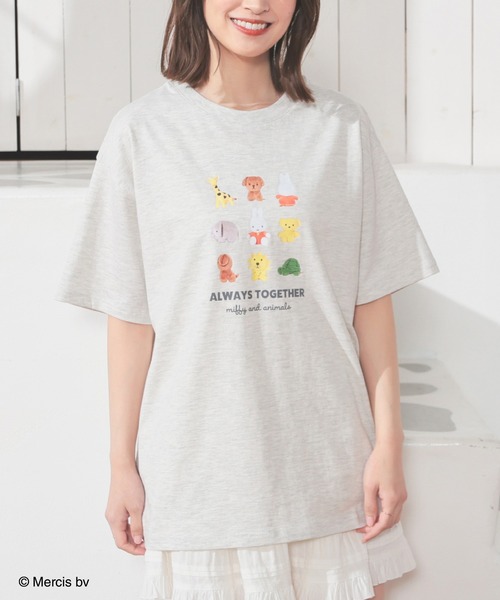 Honeys（ハニーズ）の「【ＵＶカット】ミッフィー／ゆるＴシャツ（Tシャツ/カットソー・レディース・オートミール/サックスブルー・L/SS/S/M/LL）」の18枚目の写真