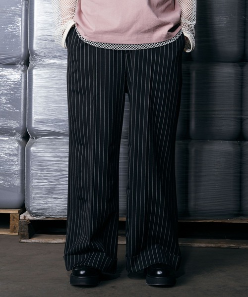 ajouter flow（アジューテフロー）の「【ajouter flow】wide straight slacks（スラックス・メンズ・ブラック/ストライプ・MEDIUM/LARGE/SMALL）」の14枚目の写真