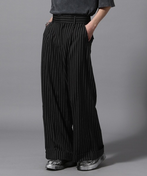 ajouter flow（アジューテフロー）の「【ajouter flow】wide straight slacks（スラックス・メンズ・ブラック/ストライプ・MEDIUM/LARGE/SMALL）」の20枚目の写真