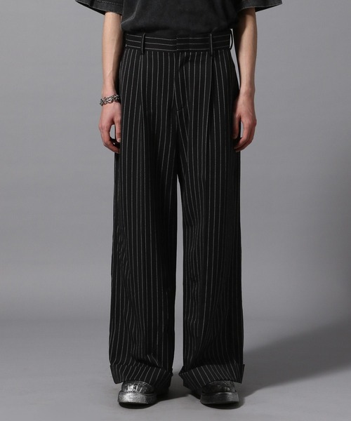 ajouter flow（アジューテフロー）の「【ajouter flow】wide straight slacks（スラックス・メンズ・ブラック/ストライプ・MEDIUM/LARGE/SMALL）」の22枚目の写真