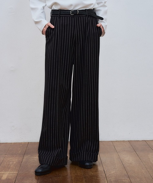 ajouter flow(アジューテフロー)の「【ajouter flow】wide straight slacks(スラックス・メンズ・ブラック/ストライプ・MEDIUM/LARGE/SMALL)」の13枚目の写真