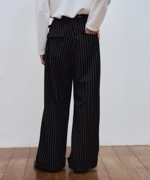 ajouter flow(アジューテフロー)の「【ajouter flow】wide straight slacks(スラックス・メンズ・ブラック/ストライプ・MEDIUM/LARGE/SMALL)」の4枚目の写真