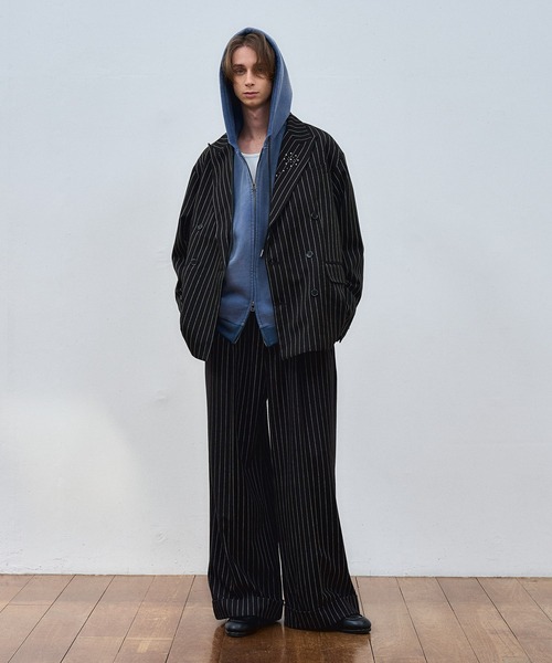 ajouter flow(アジューテフロー)の「【ajouter flow】wide straight slacks(スラックス・メンズ・ブラック/ストライプ・MEDIUM/LARGE/SMALL)」の6枚目の写真