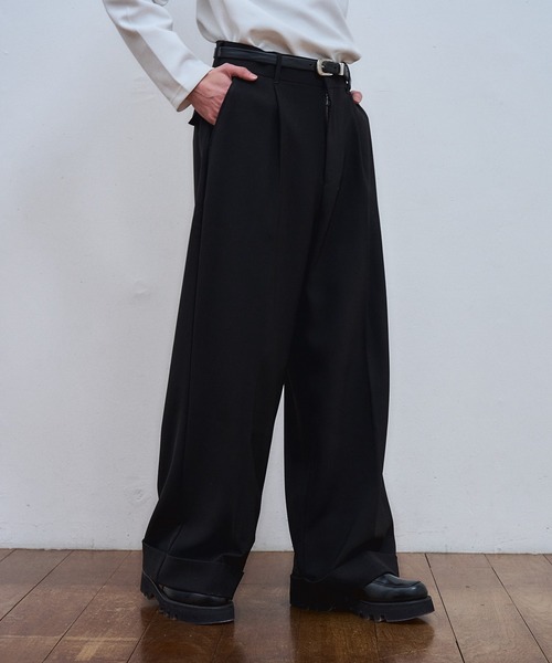 ajouter flow(アジューテフロー)の「【ajouter flow】wide straight slacks(スラックス・メンズ・ブラック/ストライプ・MEDIUM/LARGE/SMALL)」の9枚目の写真