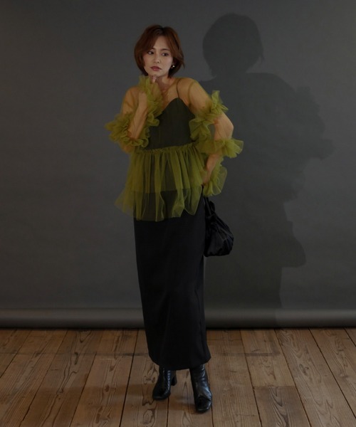 My shawty（ﾏｲｼｬｳﾃｨｰ）の「wave cami onepiece（ドレス・レディース・ネイビー/ブラック/アイボリー/ベージュ・MEDIUM/SMALL）」の11枚目の写真