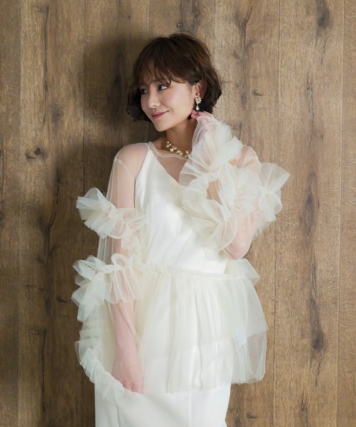 My shawty（ﾏｲｼｬｳﾃｨｰ）の「wave cami onepiece（ドレス・レディース・ネイビー/ブラック/アイボリー/ベージュ・MEDIUM/SMALL）」の19枚目の写真