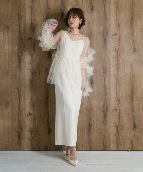 My shawty（ﾏｲｼｬｳﾃｨｰ）の「wave cami onepiece（ドレス・レディース・ネイビー/ブラック/アイボリー/ベージュ・MEDIUM/SMALL）」の18枚目の写真