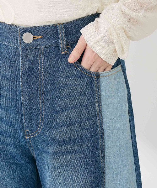 Green Parks(グリーンパークス)の「切り替えカーヴィーデニムパンツ(デニムパンツ・レディース・ライトインディゴブルー/インディゴブルー・FREE)」の7枚目の写真