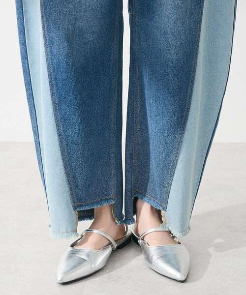 Green Parks(グリーンパークス)の「切り替えカーヴィーデニムパンツ(デニムパンツ・レディース・ライトインディゴブルー/インディゴブルー・FREE)」の10枚目の写真