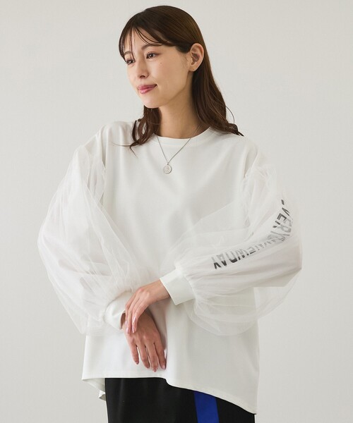Jayro(ジャイロ)の「裾ふんわりチュールプルオーバー(Tシャツ/カットソー・レディース・オフホワイト/グレー/ブラック・M)」の2枚目の写真