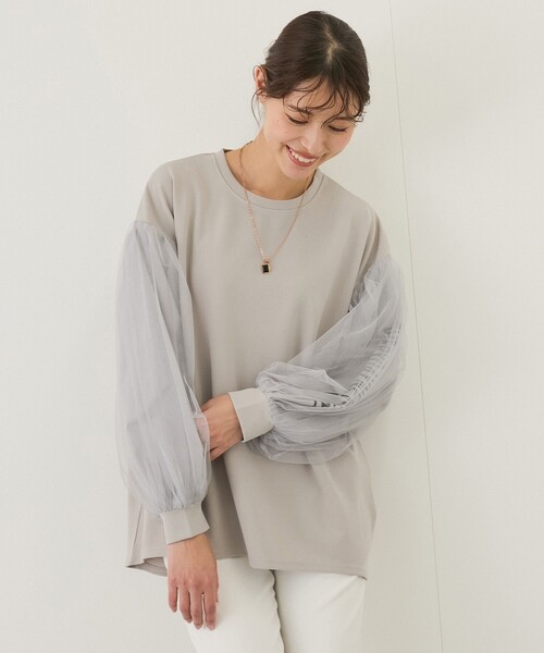 Jayro(ジャイロ)の「裾ふんわりチュールプルオーバー(Tシャツ/カットソー・レディース・オフホワイト/グレー/ブラック・M)」の4枚目の写真
