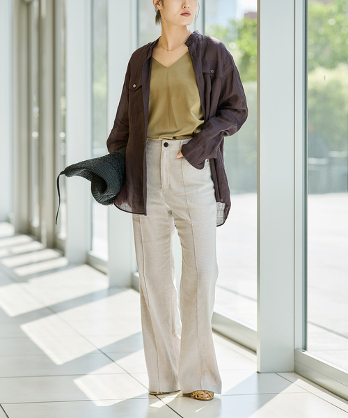 IENA LA BOUCLE モーターサイクルパンツ◆新品 IENA LA BOUCLE コットンリネンスラブワイドパンツ（その他