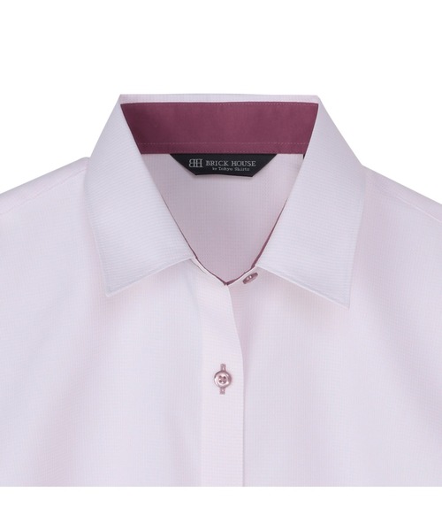 TOKYO SHIRTS(トウキョウシャツ)の「透け防止 形態安定ノーアイロン レギュラー 7分袖ビジネスワイシャツ(ビジネスシャツ・レディース・ピンク・LL/M/L/XL/S)」の3枚目の写真