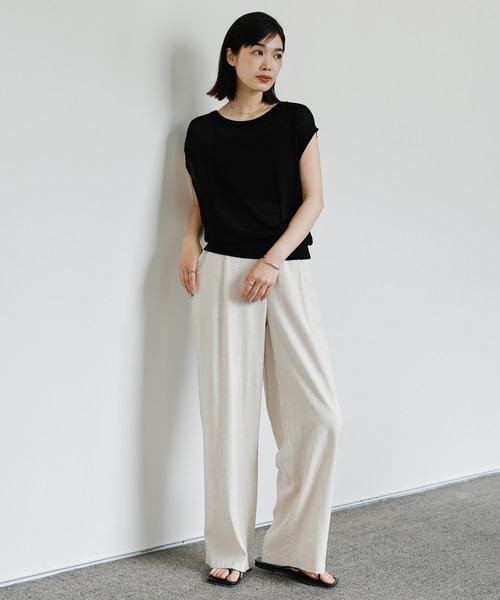 select MOCA Et(セレクトモカエト)の「【Et】Double-Front Slit Button Sheer Knit Tops(ニット/セーター・レディース・ブラック/オリーブ/ブラウン・FREE)」の6枚目の写真