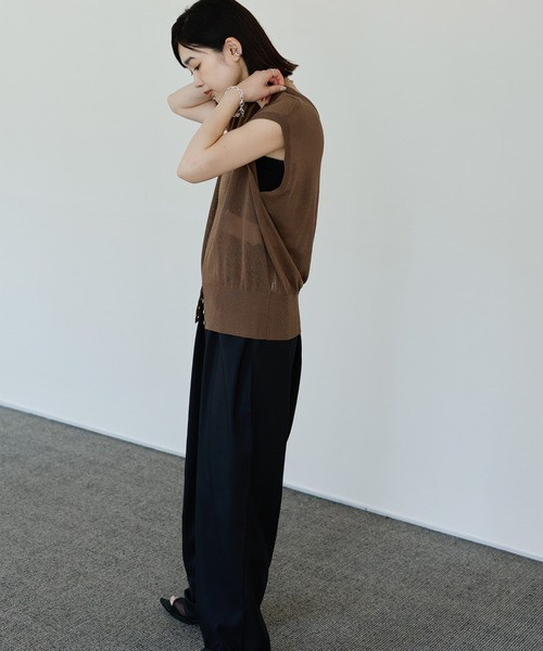 select MOCA Et(セレクトモカエト)の「【Et】Double-Front Slit Button Sheer Knit Tops(ニット/セーター・レディース・ブラック/オリーブ/ブラウン・FREE)」の21枚目の写真