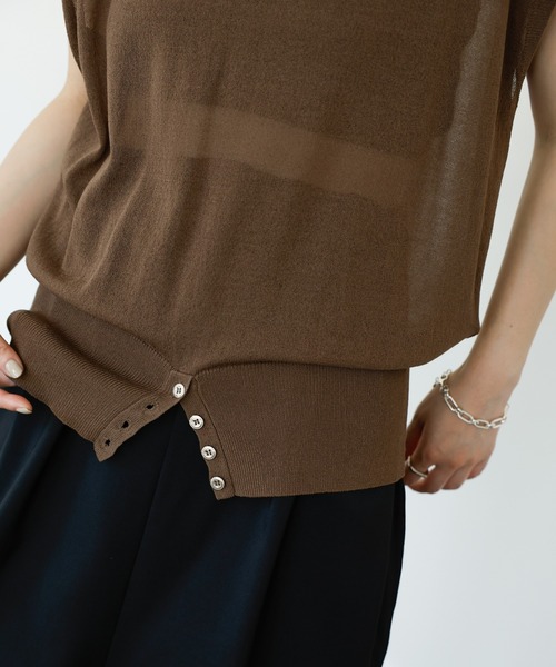select MOCA Et(セレクトモカエト)の「【Et】Double-Front Slit Button Sheer Knit Tops(ニット/セーター・レディース・ブラック/オリーブ/ブラウン・FREE)」の17枚目の写真