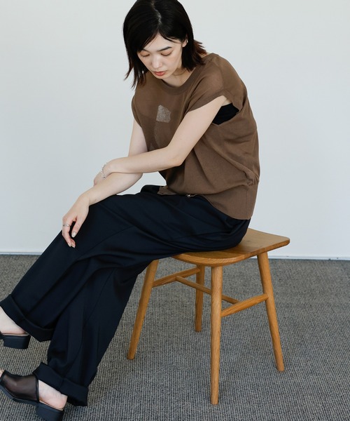 select MOCA Et(セレクトモカエト)の「【Et】Double-Front Slit Button Sheer Knit Tops(ニット/セーター・レディース・ブラック/オリーブ/ブラウン・FREE)」の19枚目の写真