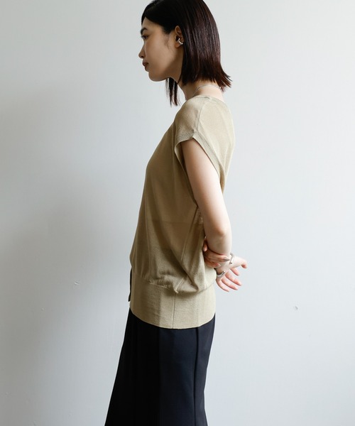 select MOCA Et(セレクトモカエト)の「【Et】Double-Front Slit Button Sheer Knit Tops(ニット/セーター・レディース・ブラック/オリーブ/ブラウン・FREE)」の13枚目の写真