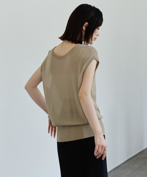 select MOCA Et(セレクトモカエト)の「【Et】Double-Front Slit Button Sheer Knit Tops(ニット/セーター・レディース・ブラック/オリーブ/ブラウン・FREE)」の8枚目の写真