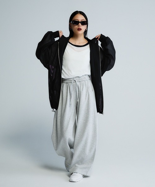 【Les Fleurs】メッシュ ZIP パーカー ホワイト Les Fleurs】メッシュZIPパーカー/455516（パーカー）｜JEANASIS