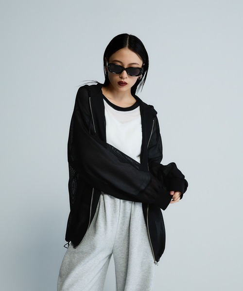 JEANASIS（ジーナシス）の「【Les Fleurs】メッシュZIPパーカー/455516（パーカー・レディース・ホワイト/ブラック/チャコールグレー/ネイビー・FREE）」の20枚目の写真