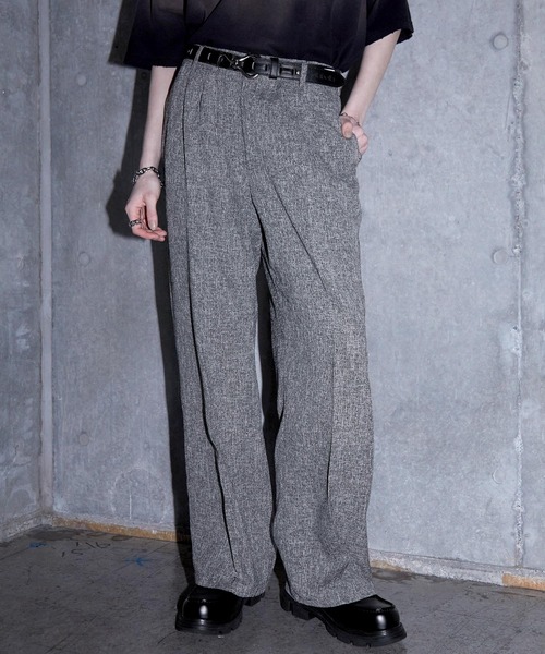 SERACE】Loose wide straight tweed slacks / ルーズワイド