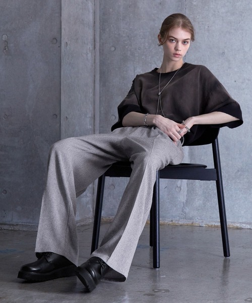 SERACE】Loose wide straight tweed slacks / ルーズワイドストレート