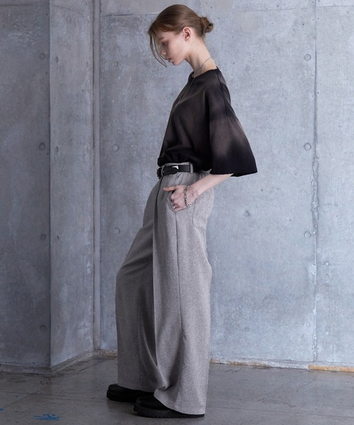 SERACE(セラス)の「【SERACE】Loose wide straight tweed slacks / ルーズワイドストレートツイードスラックス(スラックス・メンズ・グレー/ブラック・S/M/L)」の3枚目の写真
