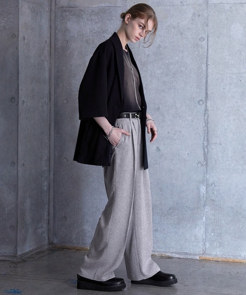SERACE(セラス)の「【SERACE】Loose wide straight tweed slacks / ルーズワイドストレートツイードスラックス(スラックス・メンズ・グレー/ブラック・S/M/L)」の5枚目の写真