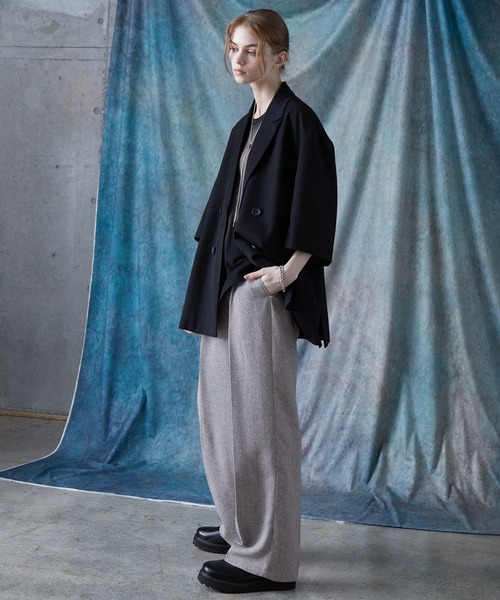 SERACE】Loose wide straight tweed slacks / ルーズワイドストレート