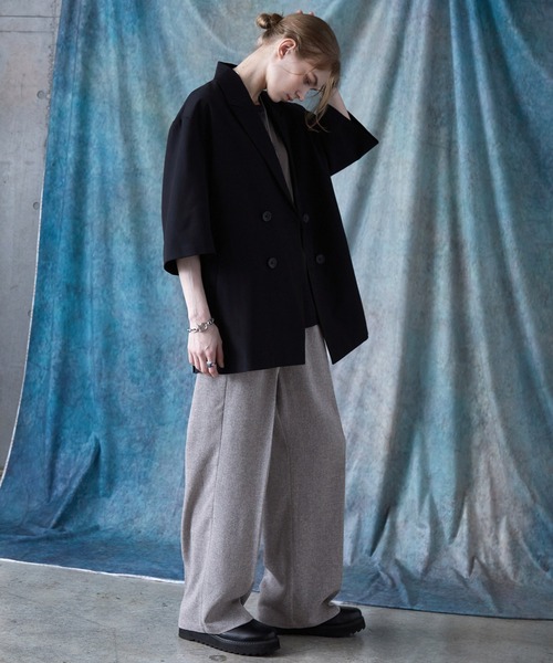SERACE】Loose wide straight tweed slacks / ルーズワイドストレート