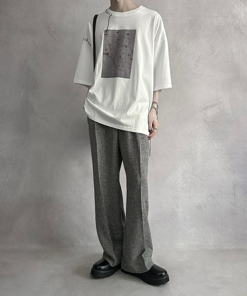 SERACE】Loose wide straight tweed slacks / ルーズワイド