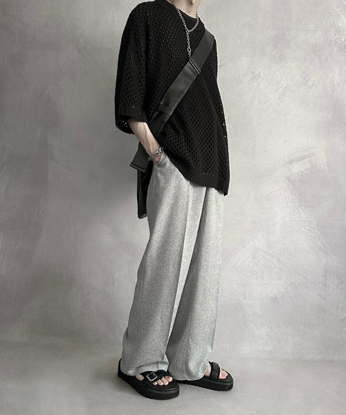 SERACE(セラス)の「【SERACE】Loose wide straight tweed slacks / ルーズワイドストレートツイードスラックス(スラックス・メンズ・グレー/ブラック・S/M/L)」の19枚目の写真