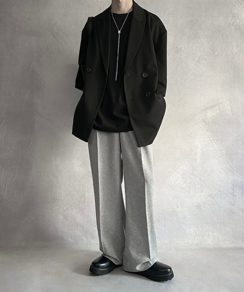 SERACE】Loose wide straight tweed slacks / ルーズワイド
