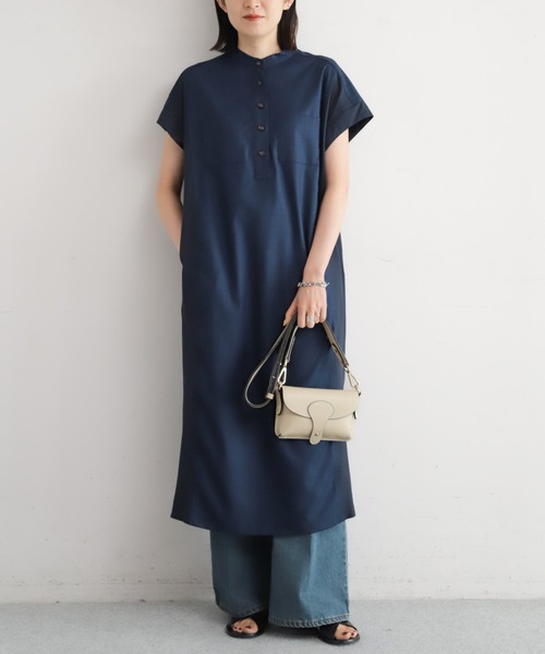 メランジクロスコンビ ポケットシャツワンピース | NOMBRE IMPAIR
