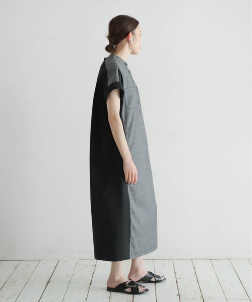 NOMBRE IMPAIR（ノンブルアンペール）の「メランジクロスコンビ　ポケットシャツワンピース（ワンピース・レディース・ブラック/ネイビー・FREE）」の6枚目の写真