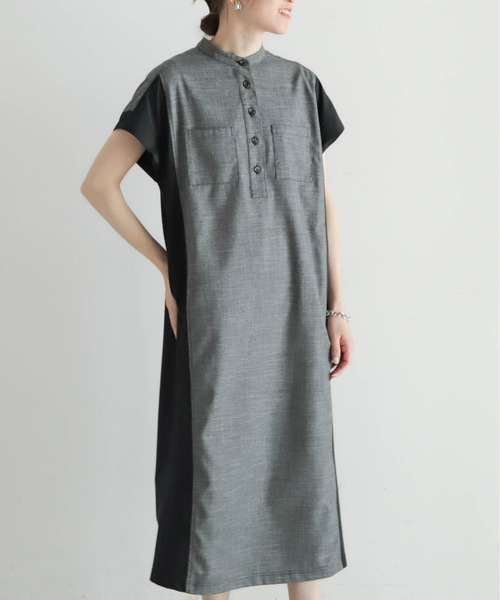 メランジクロスコンビ ポケットシャツワンピース | NOMBRE IMPAIR