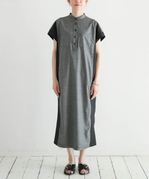 NOMBRE IMPAIR（ノンブルアンペール）の「メランジクロスコンビ　ポケットシャツワンピース（ワンピース・レディース・ブラック/ネイビー・FREE）」の15枚目の写真