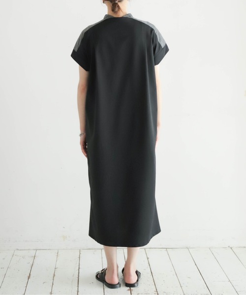NOMBRE IMPAIR（ノンブルアンペール）の「メランジクロスコンビ　ポケットシャツワンピース（ワンピース・レディース・ブラック/ネイビー・FREE）」の9枚目の写真