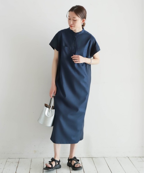 NOMBRE IMPAIR（ノンブルアンペール）の「メランジクロスコンビ　ポケットシャツワンピース（ワンピース・レディース・ブラック/ネイビー・FREE）」の17枚目の写真