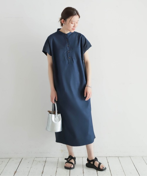 メランジクロスコンビ ポケットシャツワンピース | NOMBRE IMPAIR