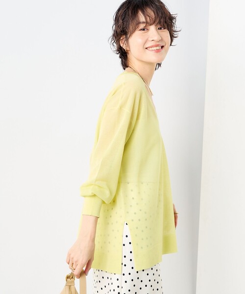 NOLLEY’S Sophi（ノーリーズソフィ）の「麻混シアーVネックプルオーバーニット（ニット/セーター・レディース・イエロー/ライトブルー/ベージュ・38）」の16枚目の写真