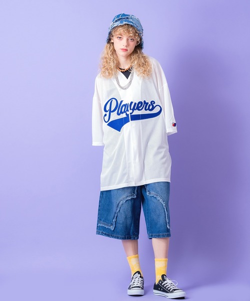 a.p.o.v.（エーピーオービー）の「a.p.o.v. クラッシュフリンジ変形ダブルニーワイドデニムハーフパンツ（デニムパンツ・メンズ・ブラック/ブルー・M）」の8枚目の写真