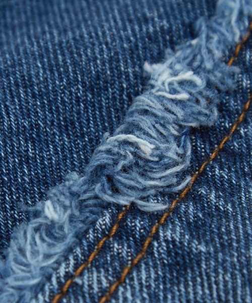 a.p.o.v.（エーピーオービー）の「a.p.o.v. クラッシュフリンジ変形ダブルニーワイドデニムハーフパンツ（デニムパンツ・メンズ・ブラック/ブルー・M）」の12枚目の写真