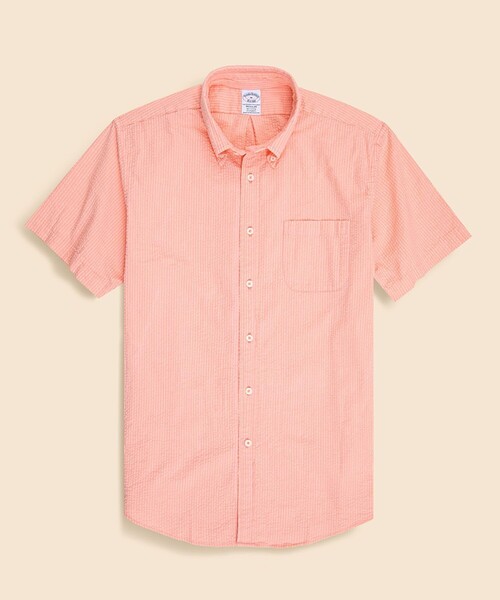 BROOKS BROTHERS(ブルックスブラザーズ)の「ストレッチコットン シアサッカー ショートスリーブ カジュアルシャツ Regular Fit(シャツ/ブラウス・メンズ・ブルー/ピンク/ホワイト・MEDIUM/SMALL/X-LARGE/LARGE)」の3枚目の写真