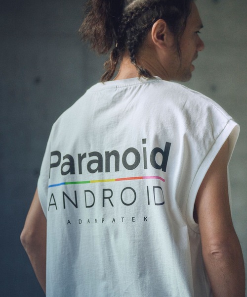 ADAM PATEK（アダムパテック）の「ADAMPATEK/paranoid sleeveless/パラノイドプリントノースリーブ(AP2514024)（Tシャツ/カットソー・レディース・パープル/ブラック/ホワイト・1/2）」の7枚目の写真