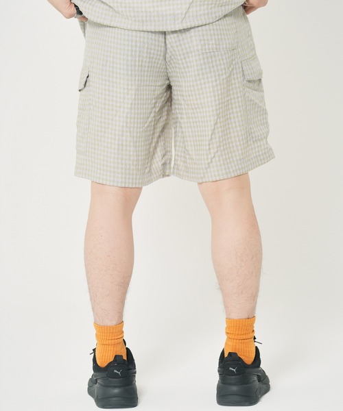 CORISCO(コリスコ)の「シアサッカーギンガムチェック ワイドカーゴハーフパンツ(M1)(その他パンツ・メンズ・グリーン/ブルー/オレンジ・X-LARGE/LARGE/MEDIUM)」の8枚目の写真