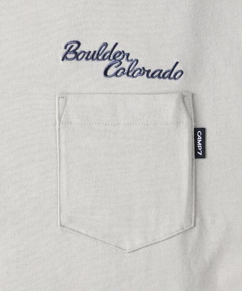 CAMP7(キャンプセブン)の「CAMP7(キャンプ7)ロゴ刺繍胸ポケットTシャツ(Tシャツ/カットソー・メンズ・サックスブルー/ブラック/ホワイト/ベージュ・M/L/XL)」の13枚目の写真